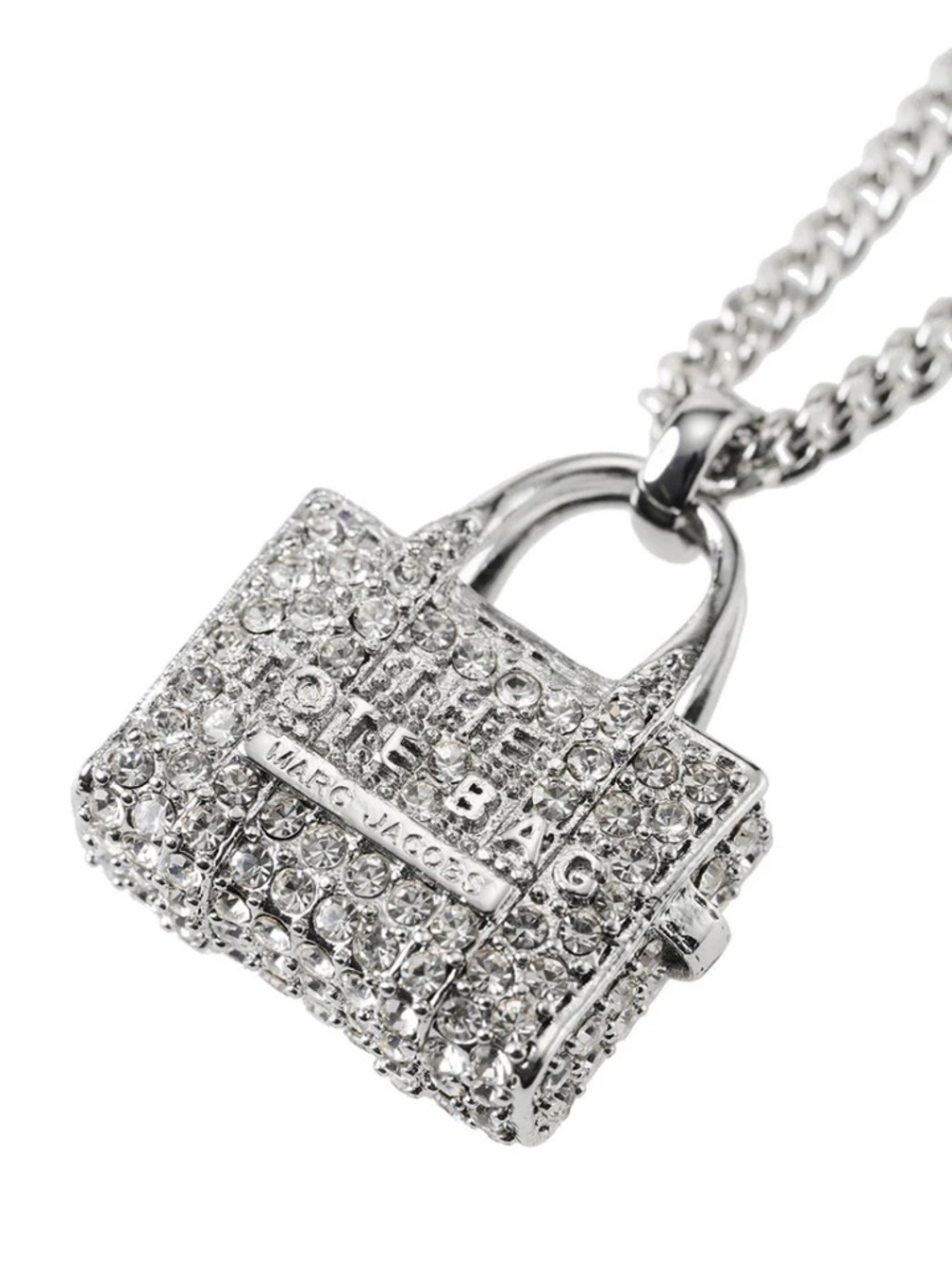 NWT 2 AVAIL Marc Jacobs The Tote Bag Necklace Silver Crystal Charm Adjustable